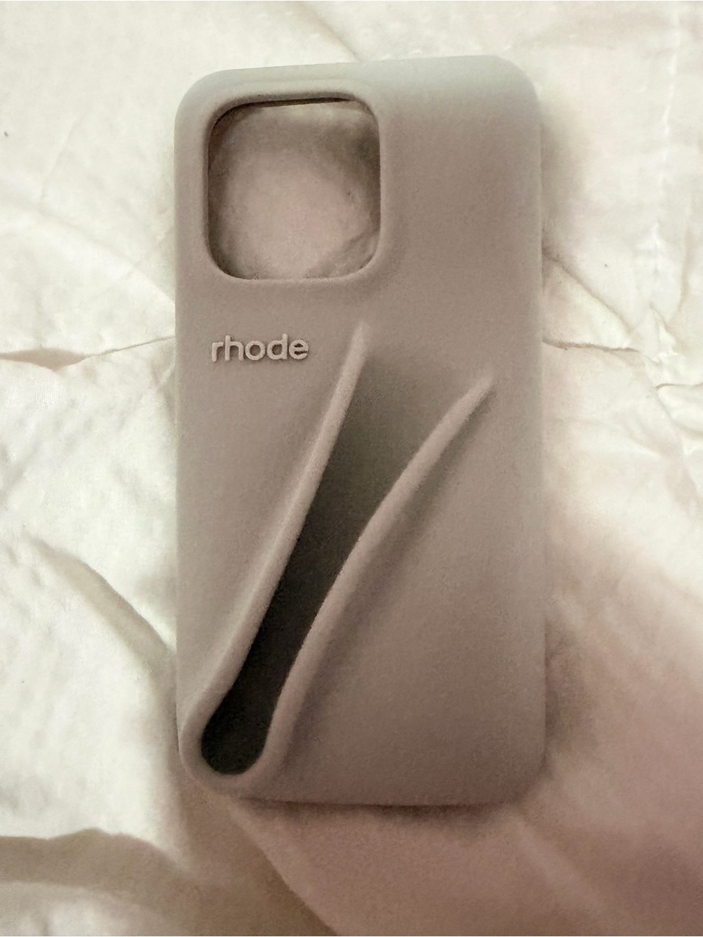 rhode Gray Silicone Phone Case with Hand Slot - iPhone 14 Pro